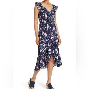 Socialite floral midi wrap dress